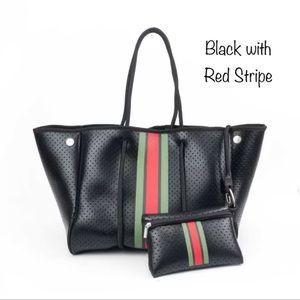 Large Black Neoprene Tote with matching wristlet.